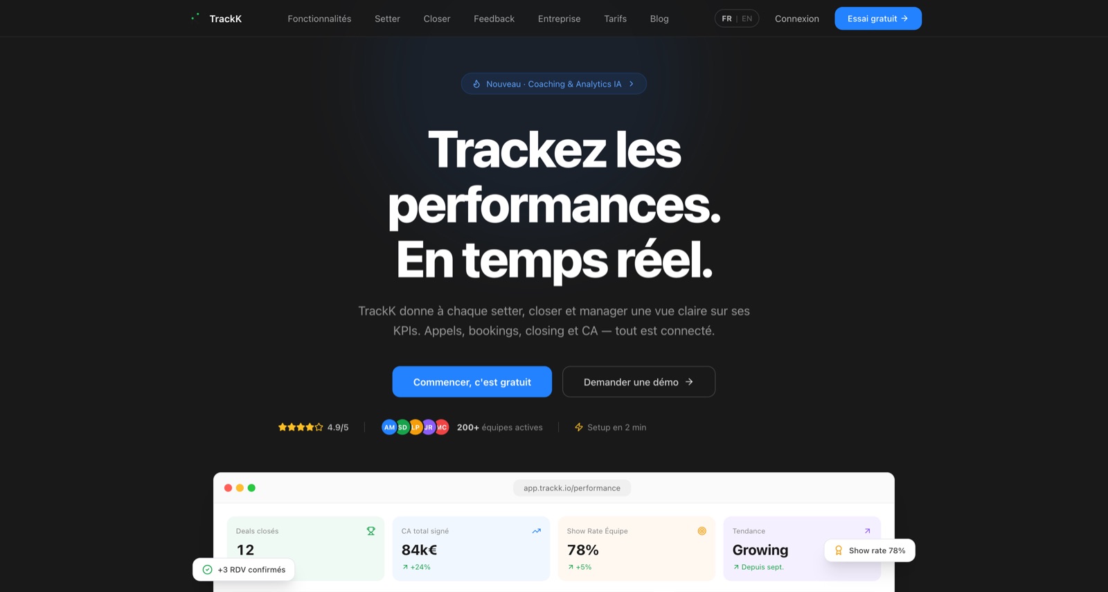 Aperçu du site TrackX